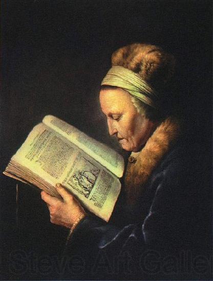 Gerrit Dou Portrait of an old woman reading Spain oil painting art